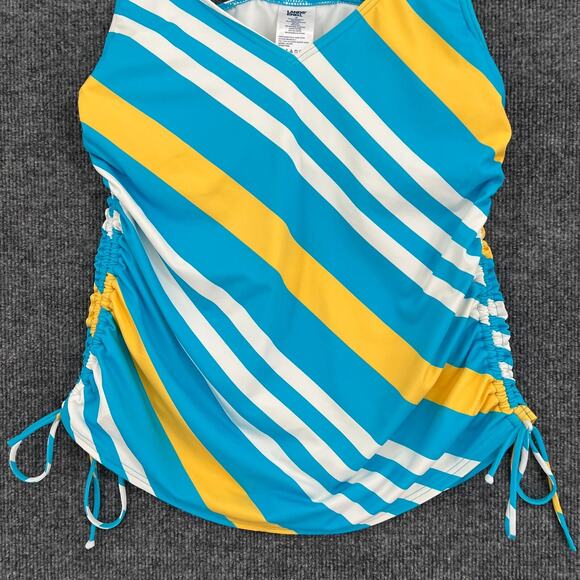 Lands End Tankini Swimsuit Top Womens 12 Blue Striped Built In Bra Underwire - Picture 3 of 8